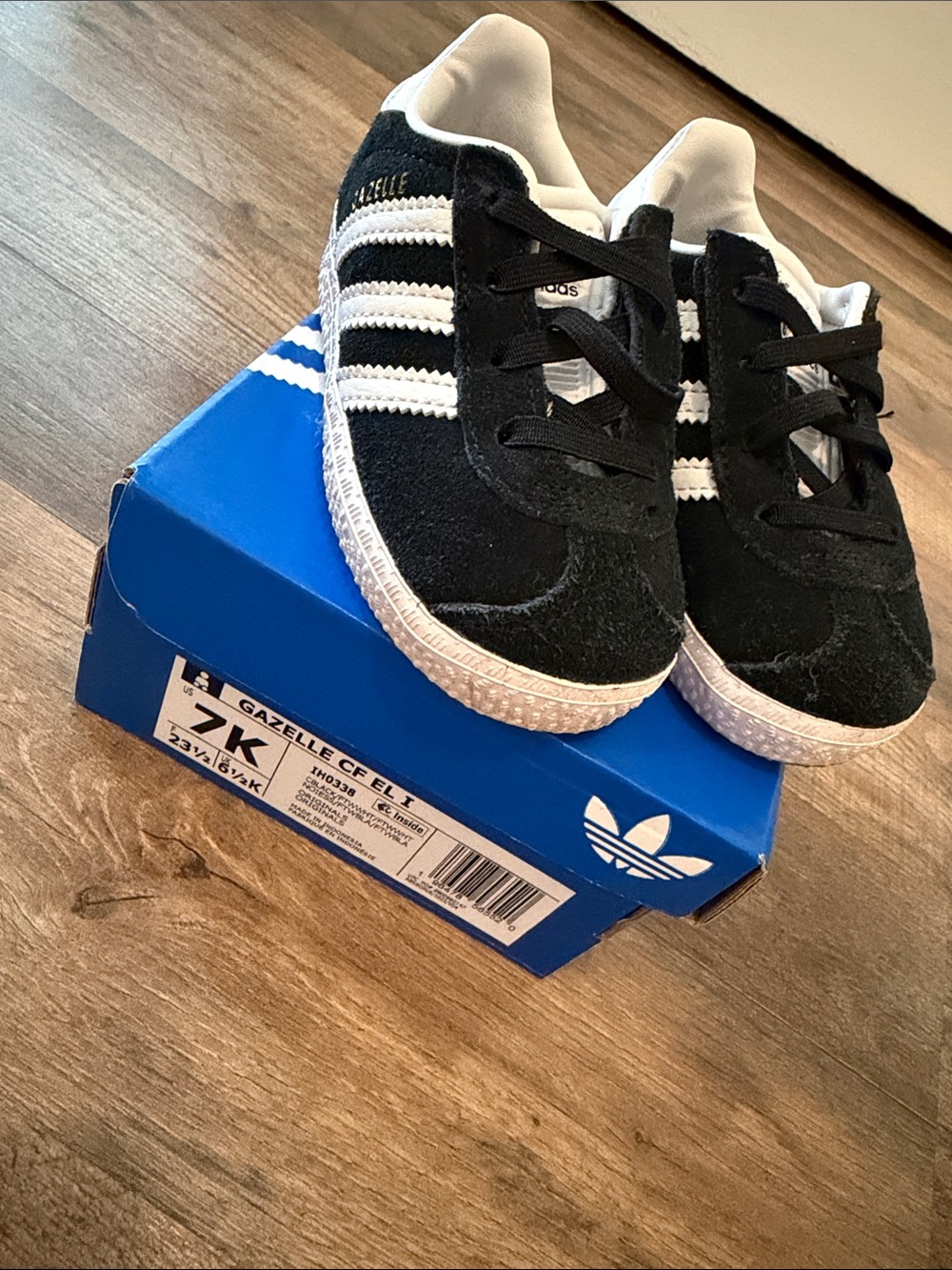 adidas Kids Black & White Gazelle Suede Sneakers
